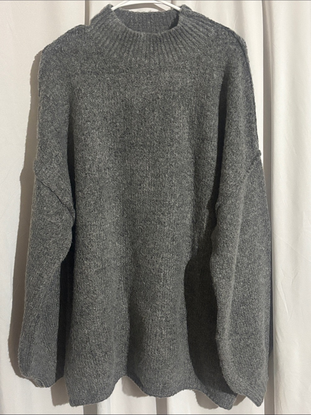BTFBM Gray Oversized Mock Neck Slouchy Knit Sweater
